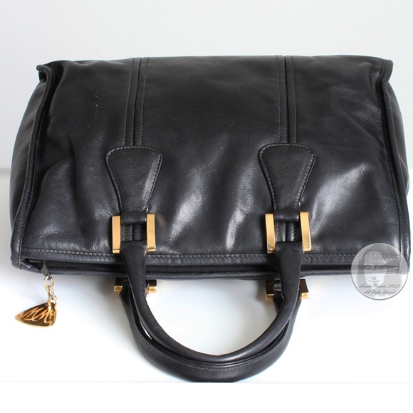 Morris Moskowitz Tote Bag Black Leather Satchel Retro Vintage 60s Handbag - Picture 10 of 13